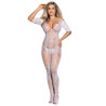Subblime - 951818 Bodystocking En Résille Sans Fourreau Avec Motif Roses Blanches Taille Unique